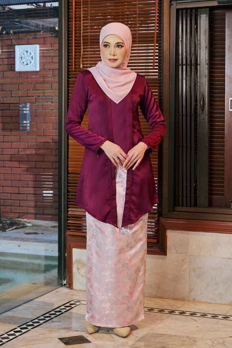 Embun Brocade Kebaya - Plum Purple