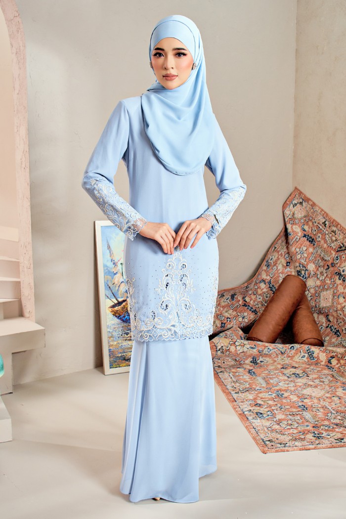 Adinda Luxe Kurung - Dusty Blue