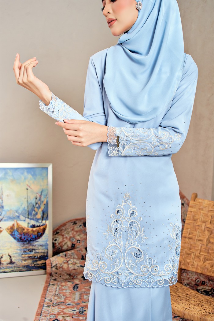 Adinda Luxe Kurung - Dusty Blue