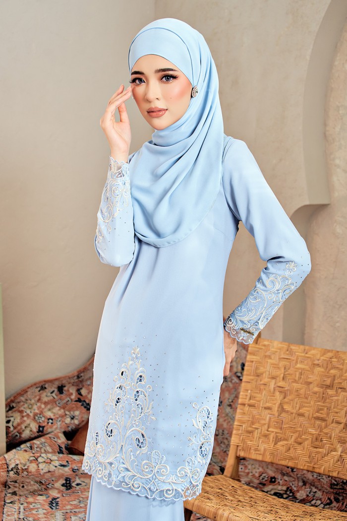 Adinda Luxe Kurung - Dusty Blue