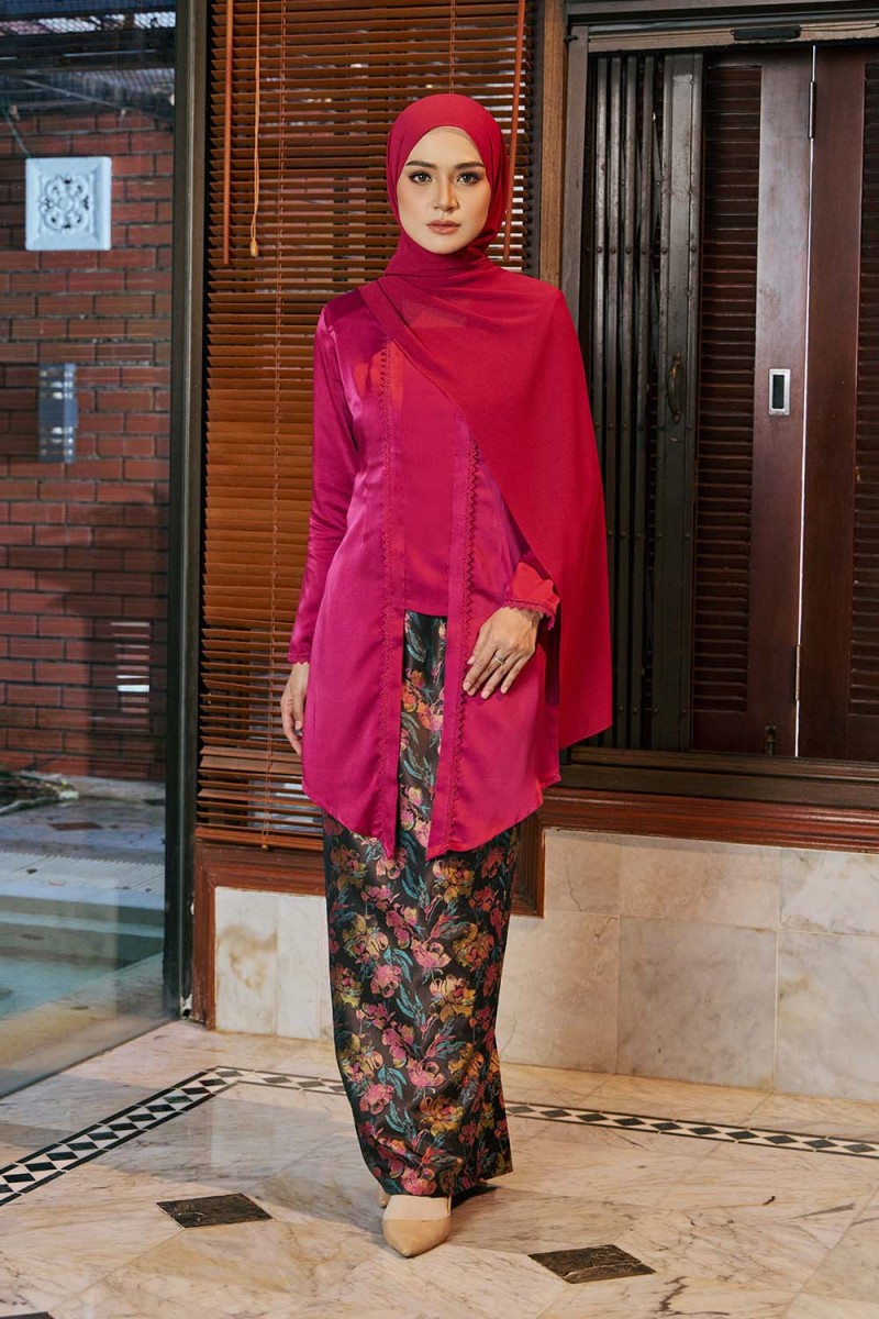 Embun Brocade Kebaya - Pink Magenta