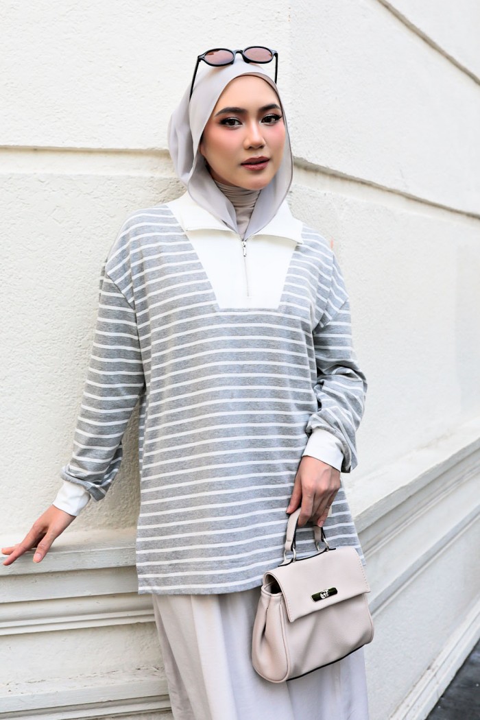Ozy Stripe Shirt - Acid Grey