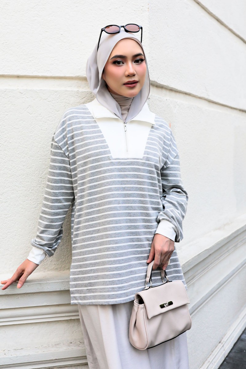 Ozy Stripe Shirt - Acid Grey