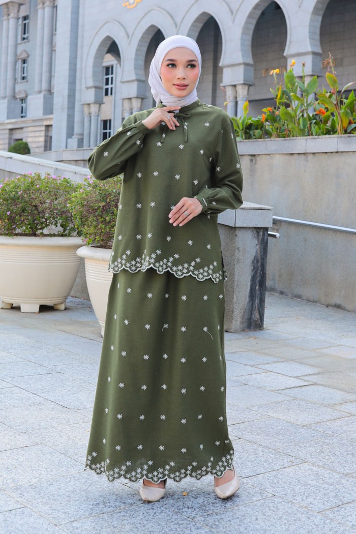 Kate Linen Set - Olive Green