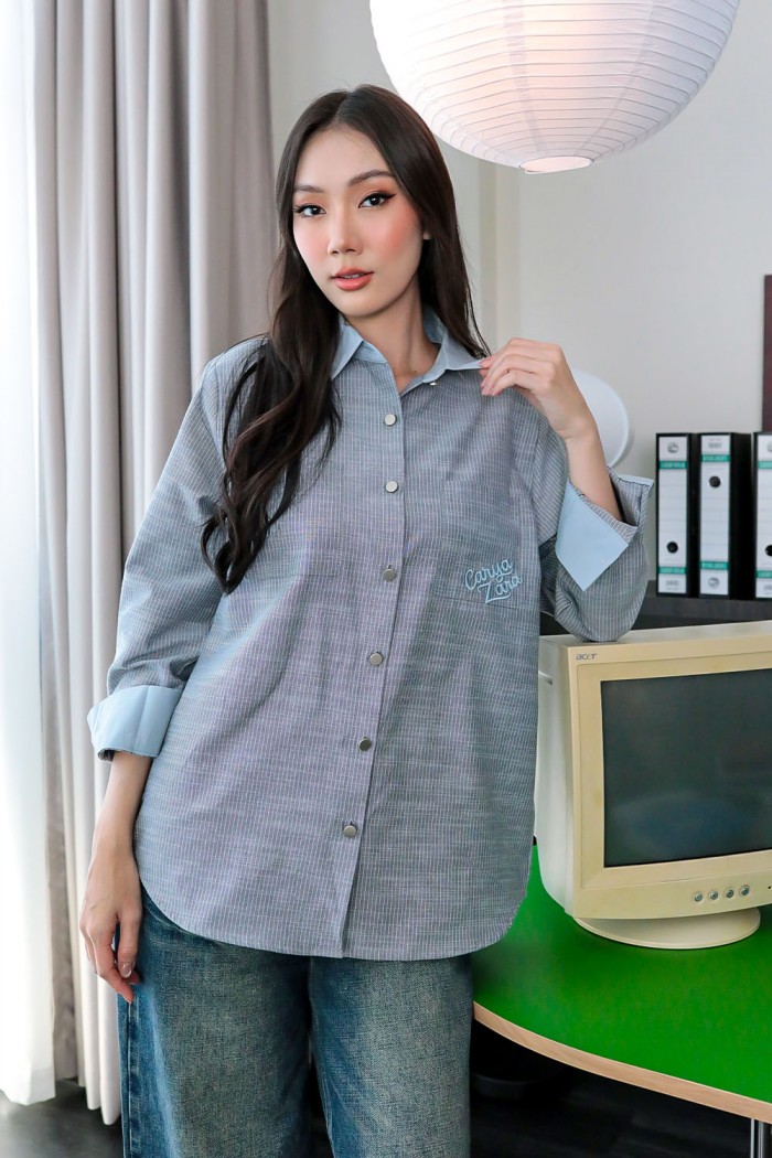 Elise Premium Shirt - Greyish Blue