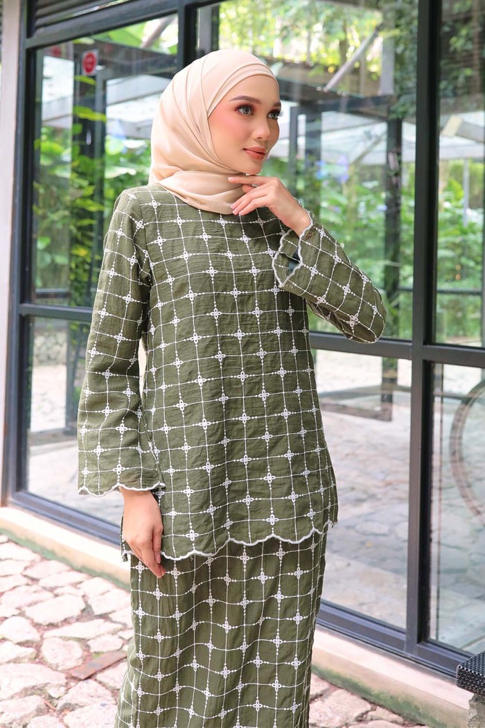 Katya Kurung - Olive Green