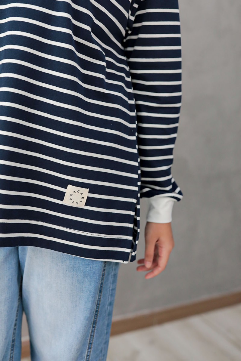 Ozy Stripe Shirt - Navy Blue