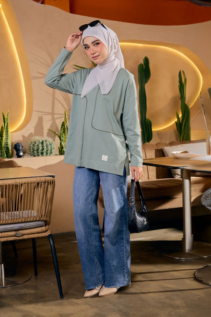 Sky Plain Shirt - Greyish Green