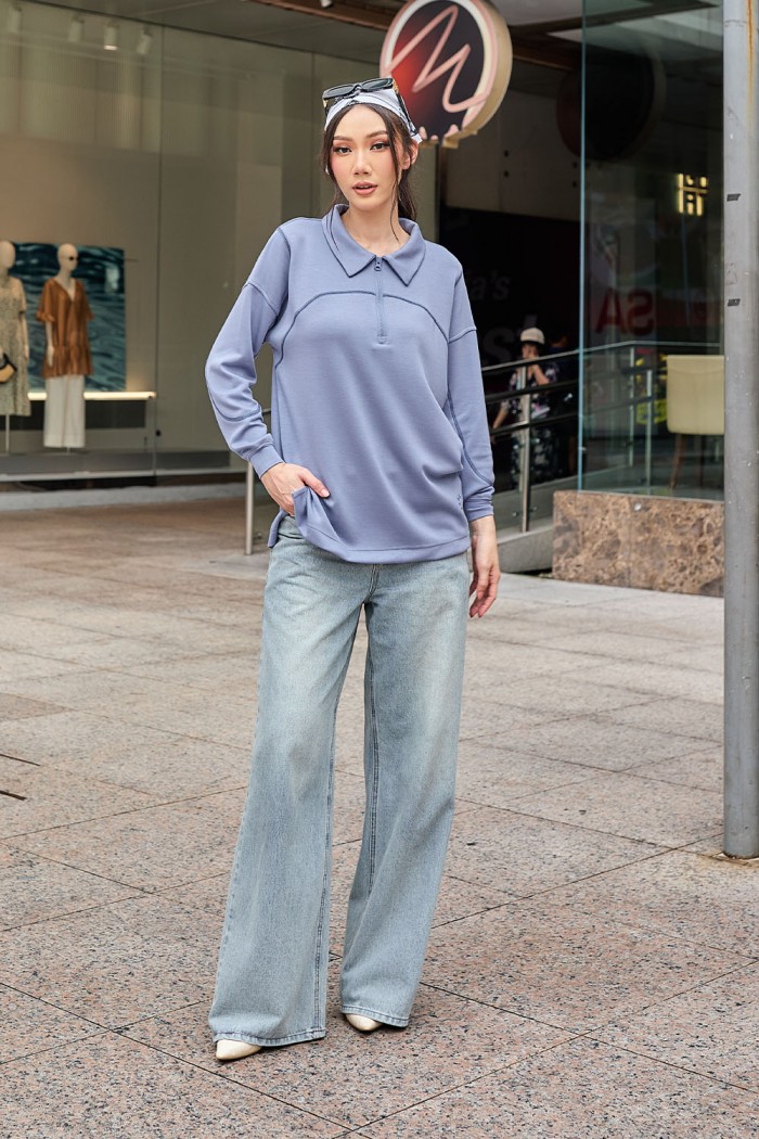 Viena Plain Shirt - Dusty Blue