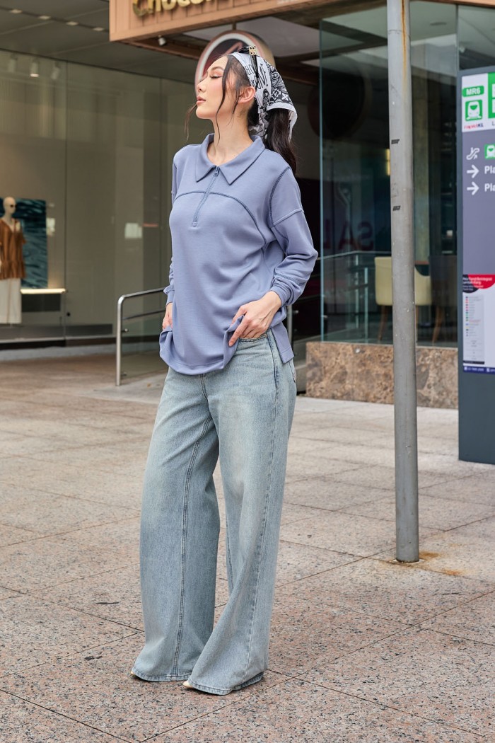 Viena Plain Shirt - Dusty Blue