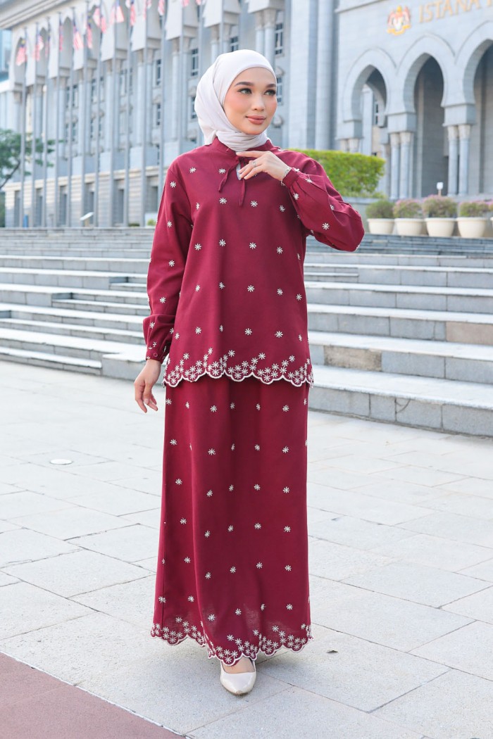 Kate Linen Set - Maroon