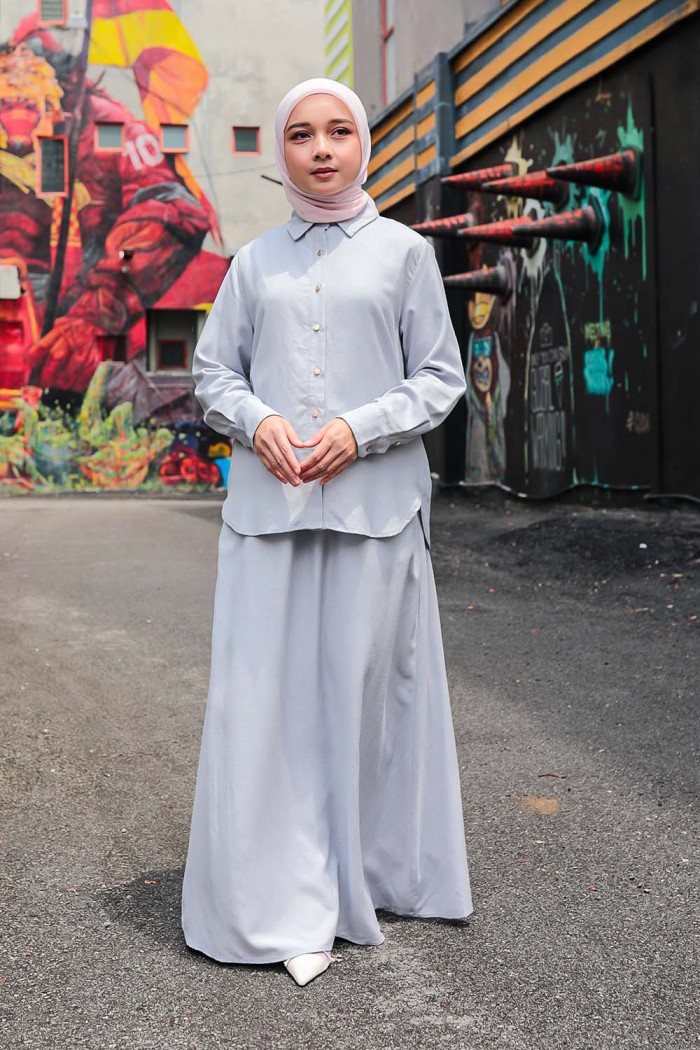 Evelyn Suit Plain - Sky Grey