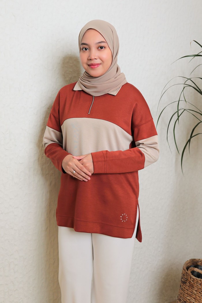 Viena Striped Top - Brick Orange