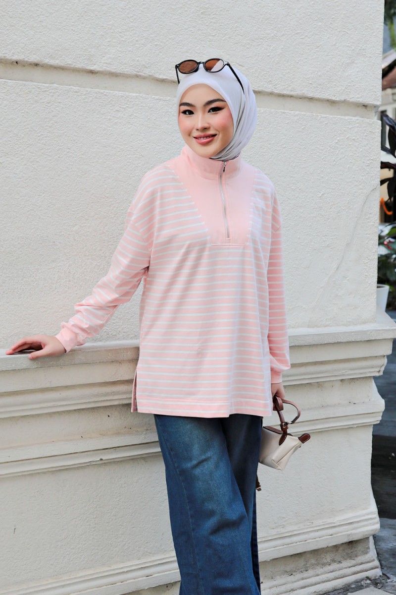 Ozy Stripe Shirt - Soft Pink