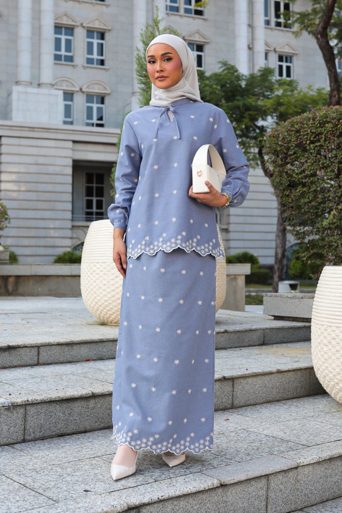 Kate Linen Set - Dusty Blue