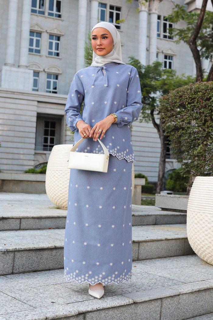 Kate Linen Set - Dusty Blue