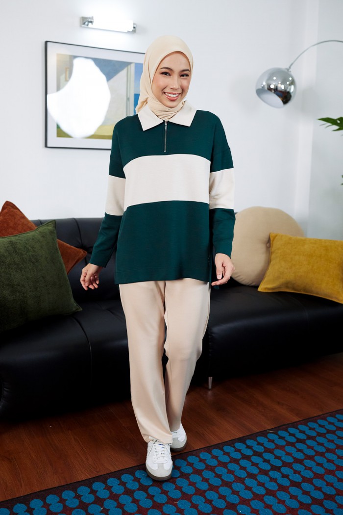 Viena Striped Top - Emerald Green
