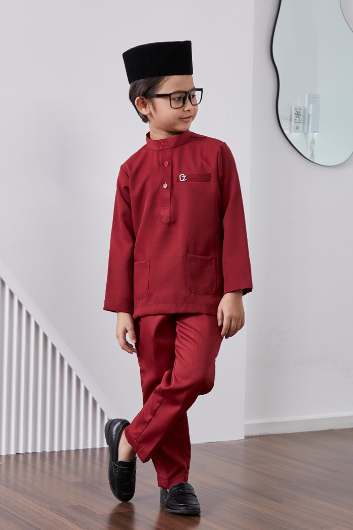 Baju Melayu Yusoff Kids - Deep Red