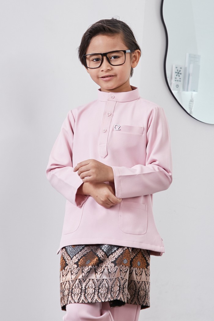 Baju Melayu Yusoff Kids - Soft Pink