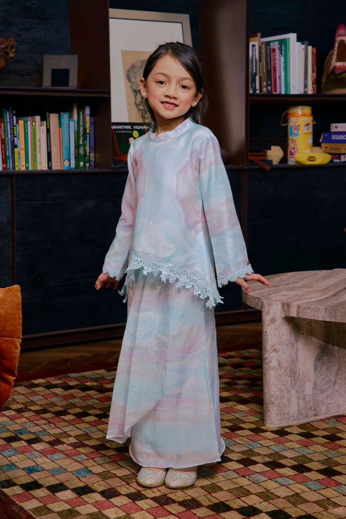 Eva Mini Kurung Kids - Mint Blue