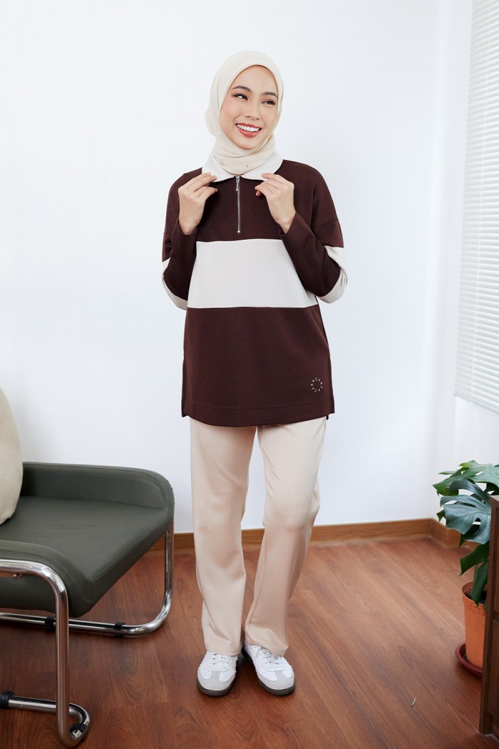 Viena Striped Top - Rich Brown
