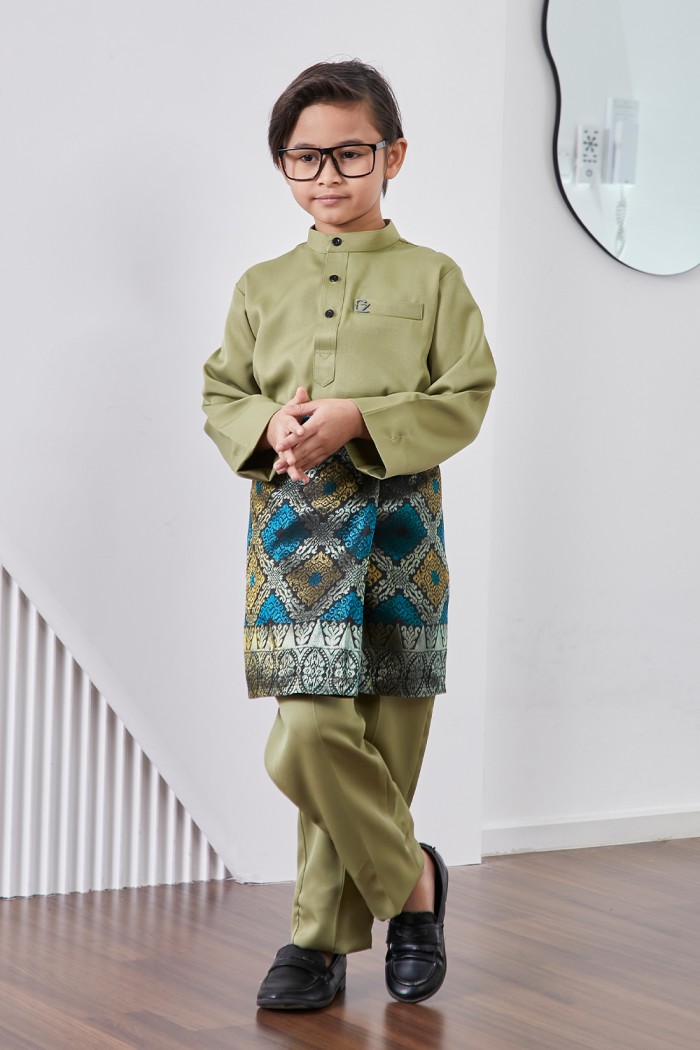 Baju Melayu Yusoff Kids - Olive Green