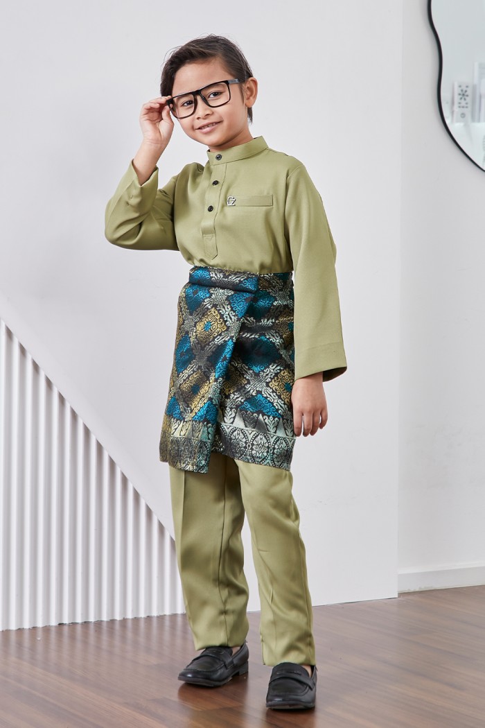 Baju Melayu Yusoff Kids - Olive Green
