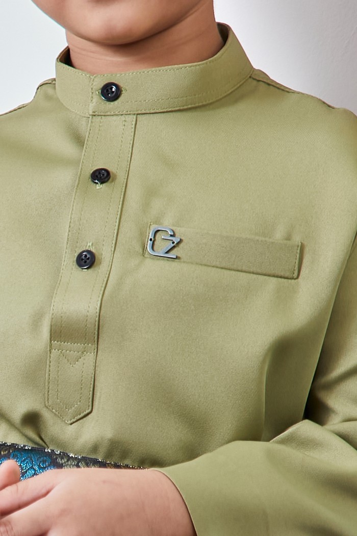 Baju Melayu Yusoff Kids - Olive Green