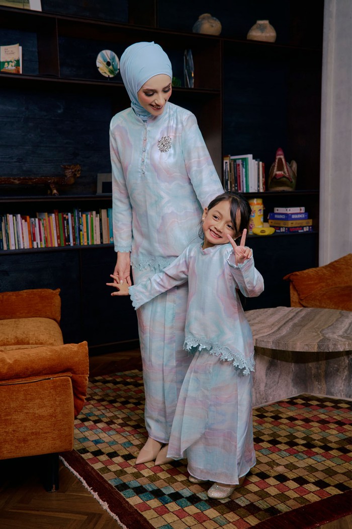 Eva Mini Kurung Kids - Mint Blue