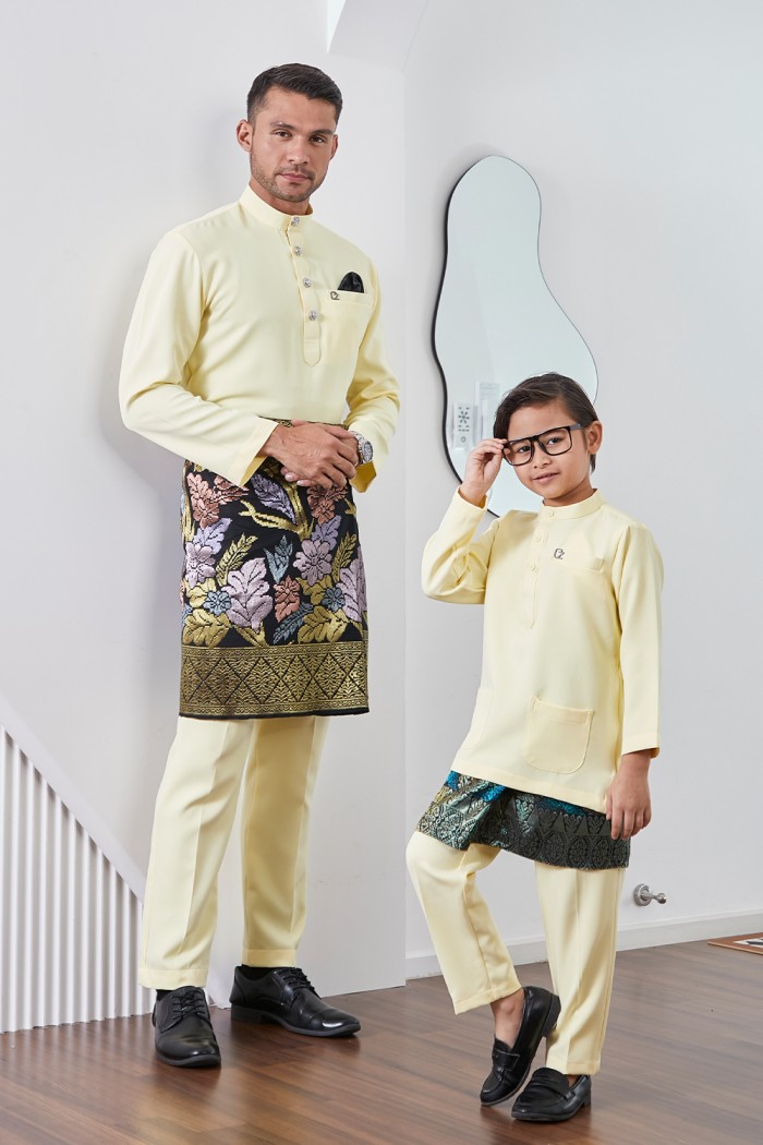 Baju Melayu Yusoff Kids - Soft Yellow