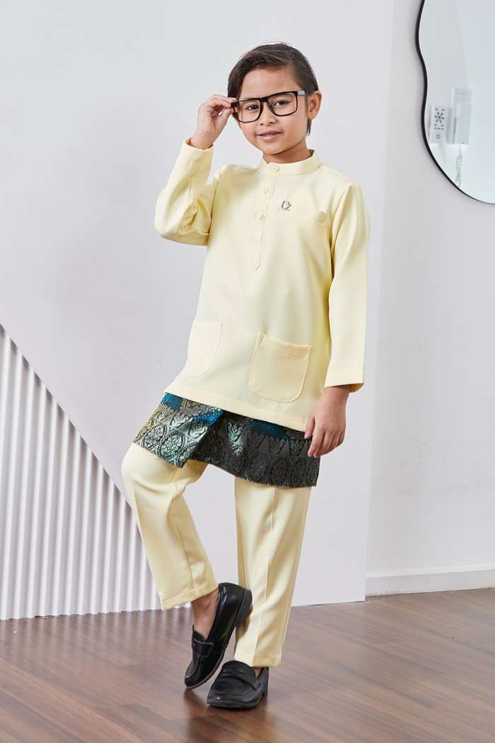 Baju Melayu Yusoff Kids - Soft Yellow