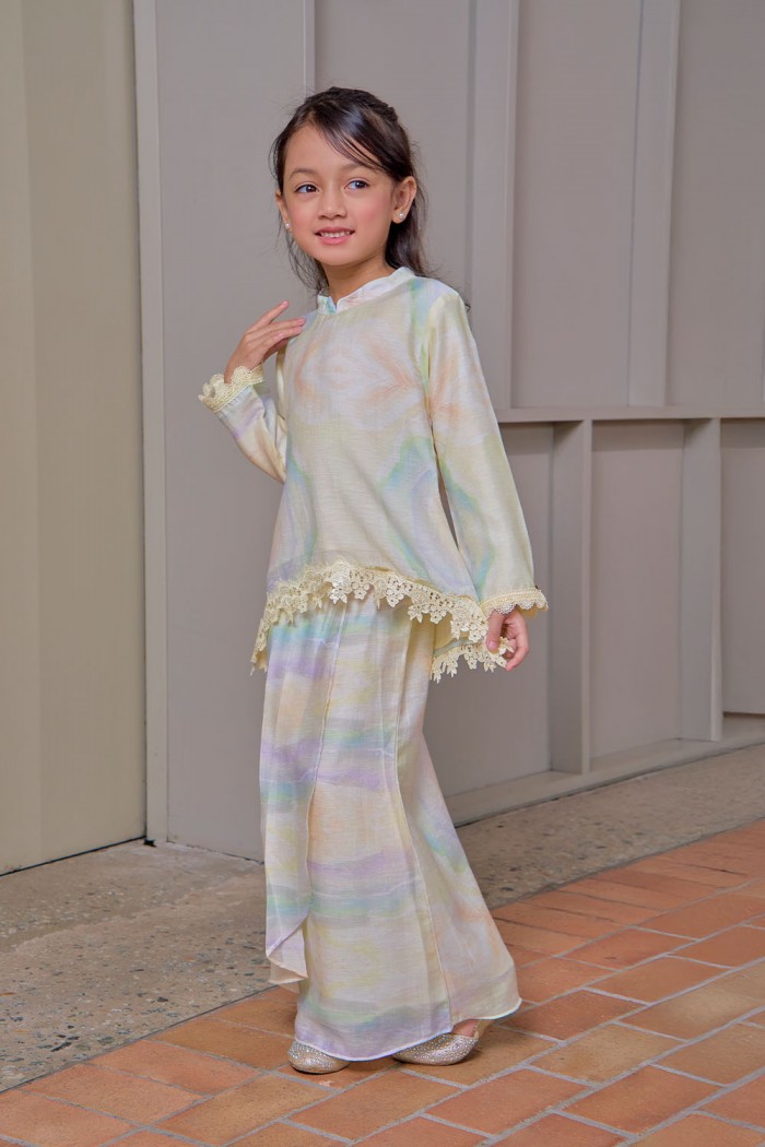 Eva Mini Kurung Kids - Soft Yellow