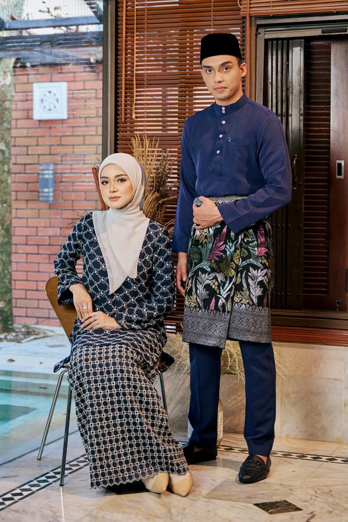 Safa Luxe Kurung - Navy Blue