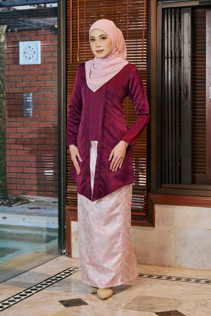 Embun Brocade Kebaya - Plum Purple