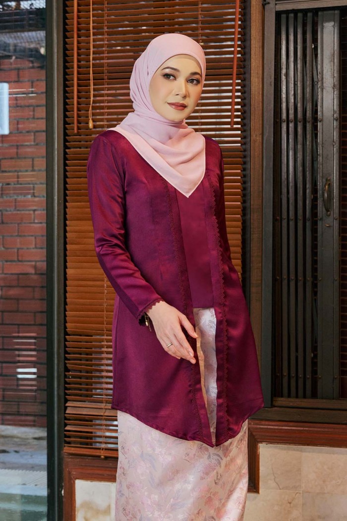 Embun Brocade Kebaya - Plum Purple