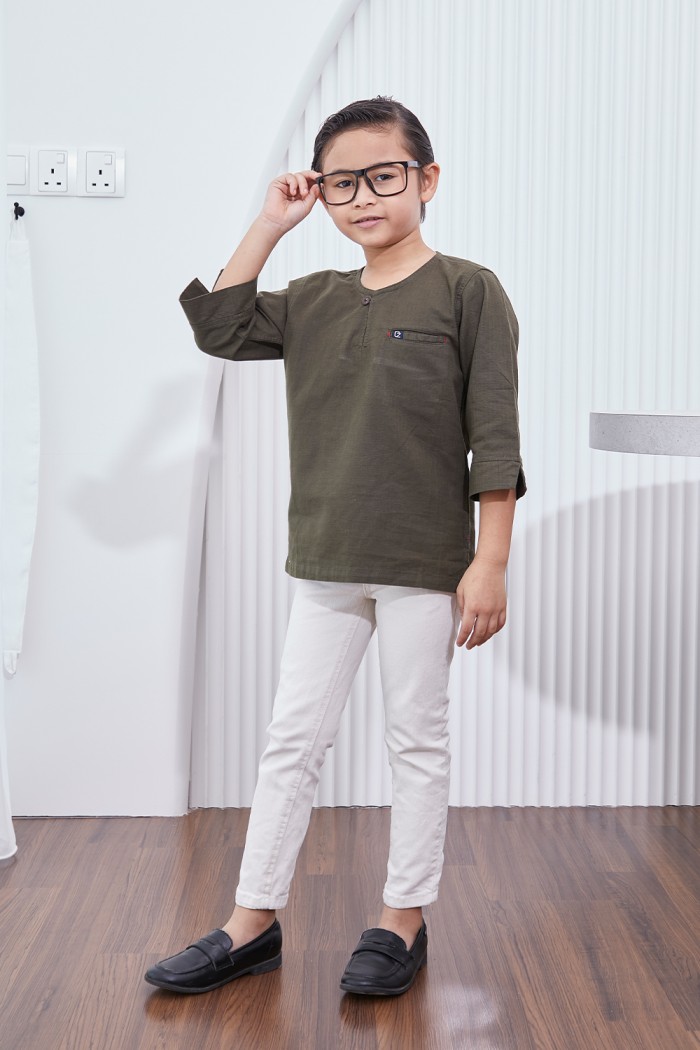 Kurta Harith Kids - Dark Olive