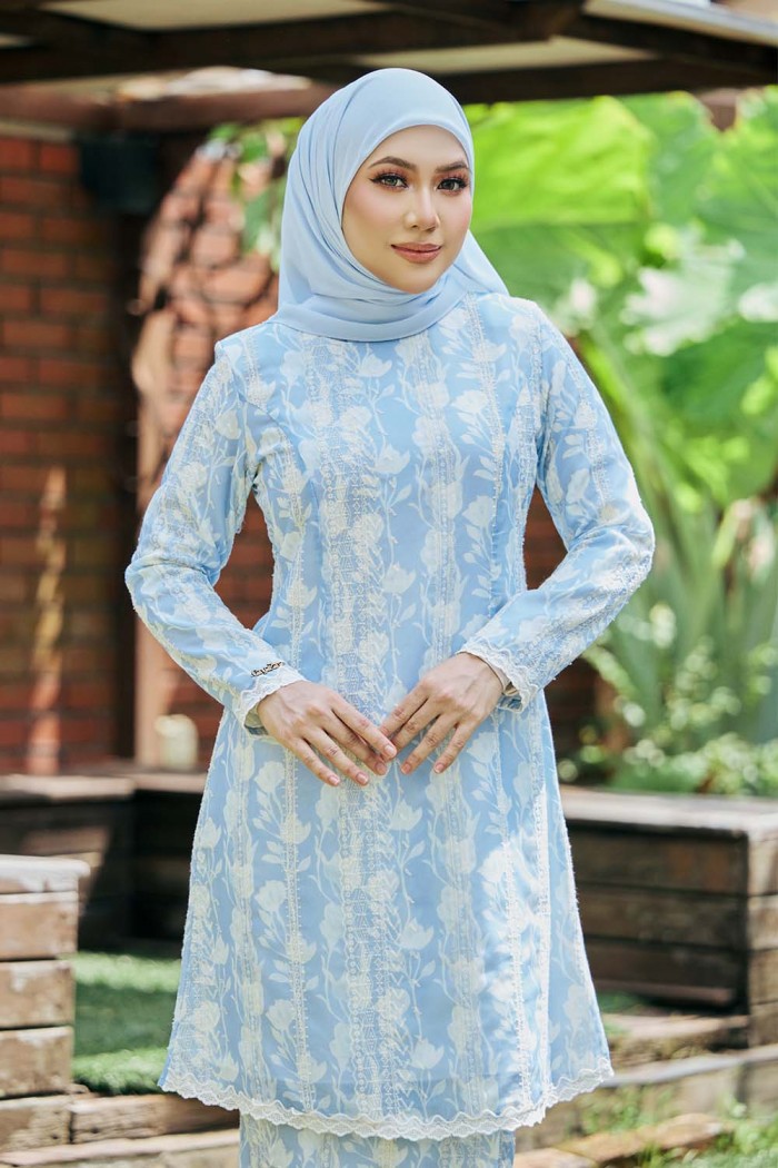 Printed Bunga Medina - Baby Blue