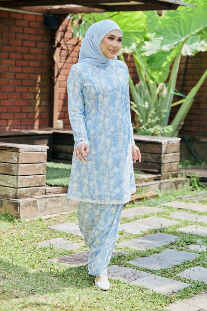Printed Bunga Medina - Baby Blue