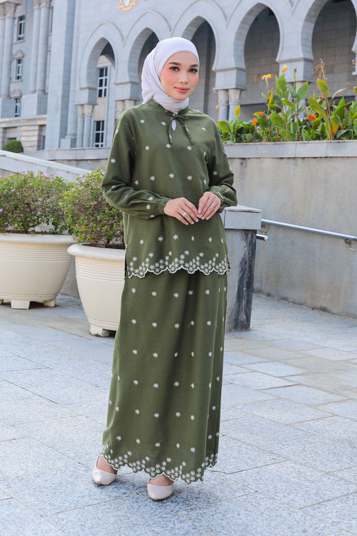 Kate Linen Set - Olive Green