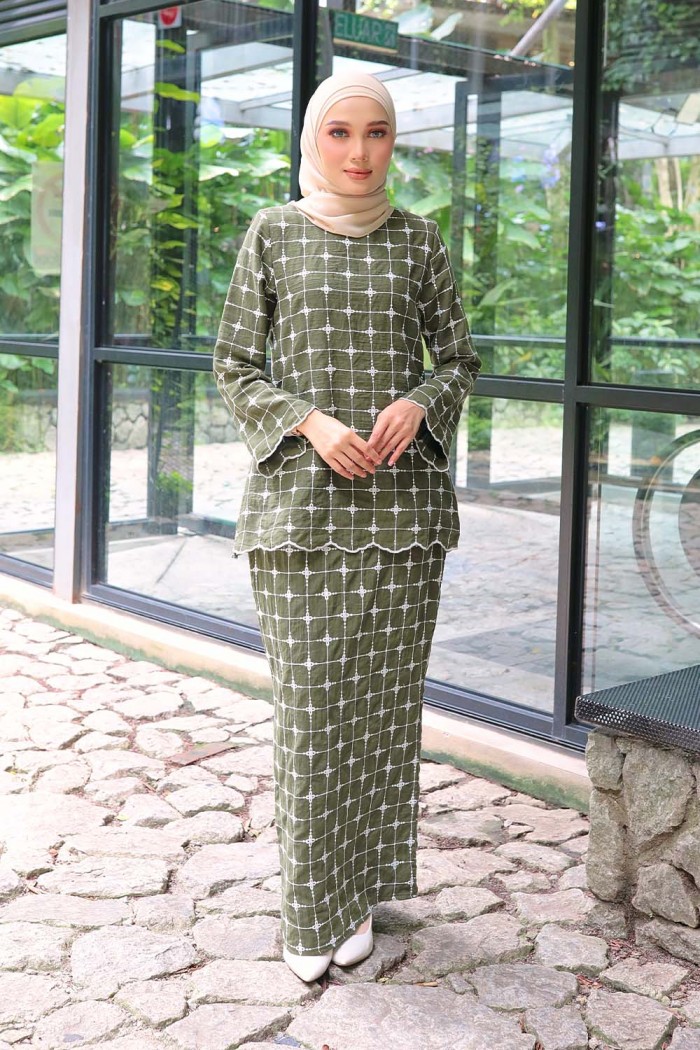 Katya Kurung - Olive Green