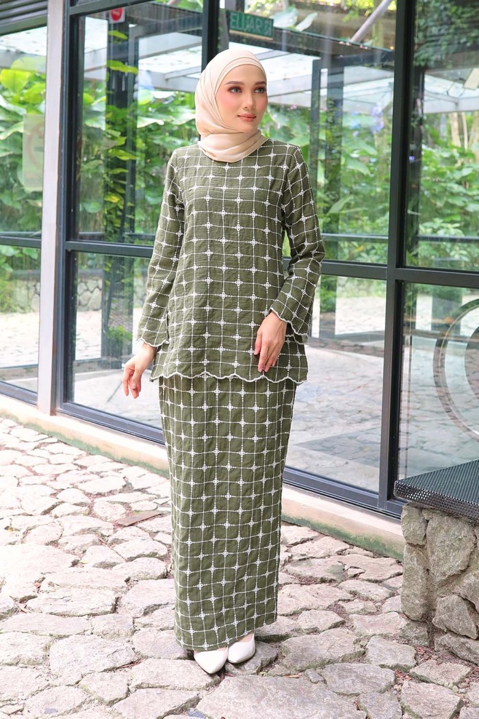 Katya Kurung - Olive Green
