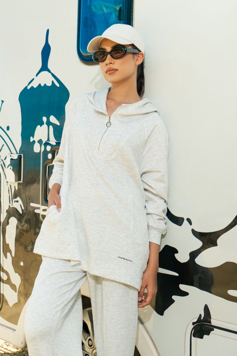 Gisele Suit Hoodie 2 - White Grey