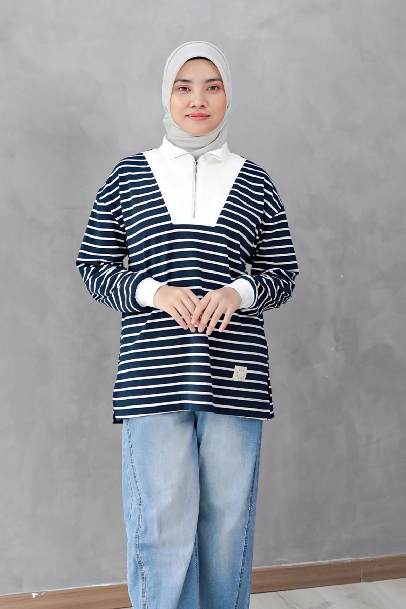 Ozy Stripe Shirt - Navy Blue