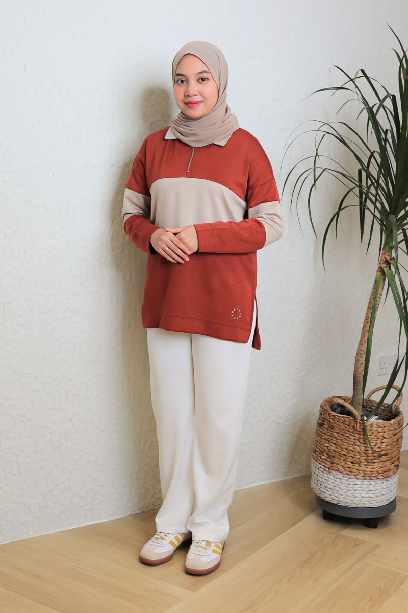 Viena Striped Top - Brick Orange