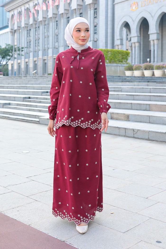 Kate Linen Set - Maroon