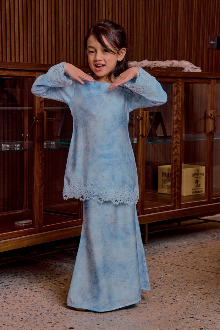 Qiara Kurung Kids - Sky Blue